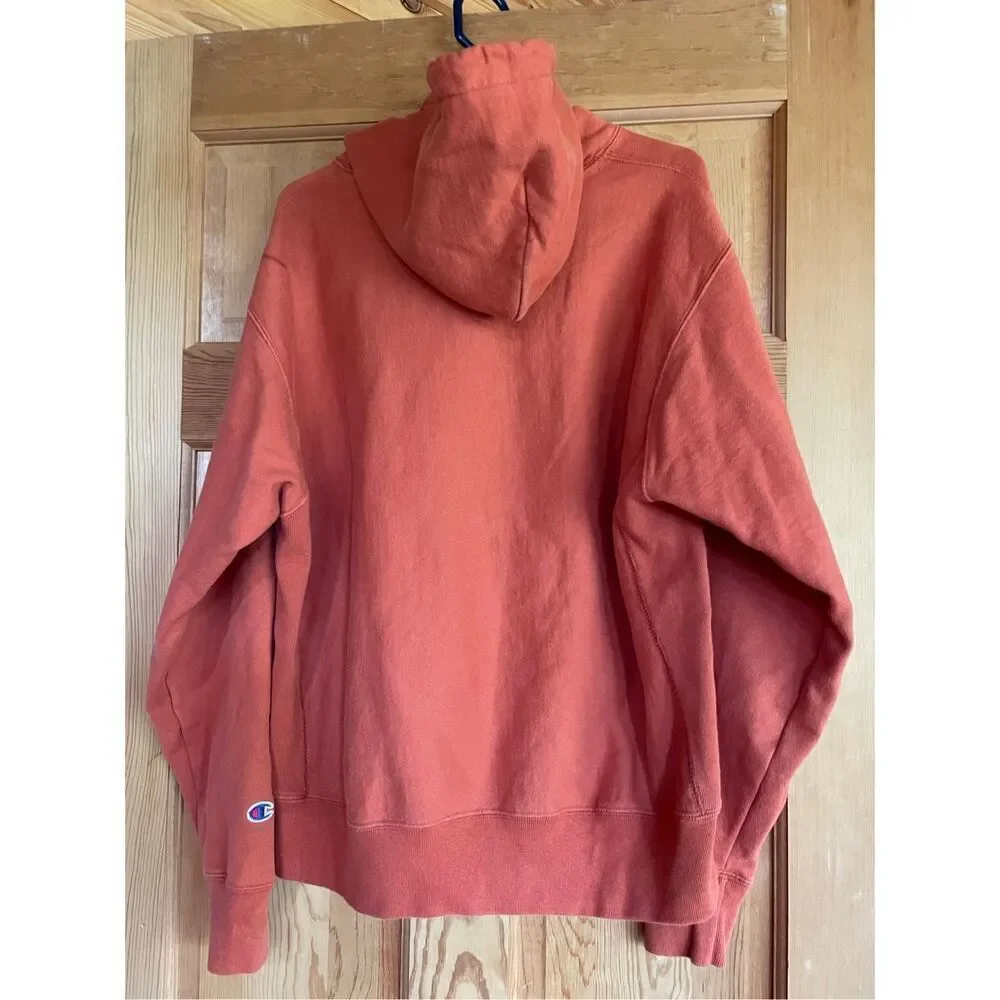 Champion Hoodie Orange Red Long Sleeve Sweatshirt Vintage